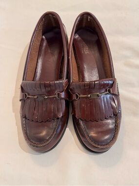 G.H. Bass Weejuns Horse Bit Kiltie Lug Loafers Oxblood Leather 8 *Sole Damaged*